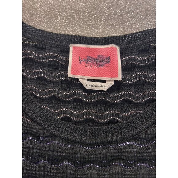 Kate Spade Black Scallop Shine Sweater Dress Black size Large - Picture 4 of 5
